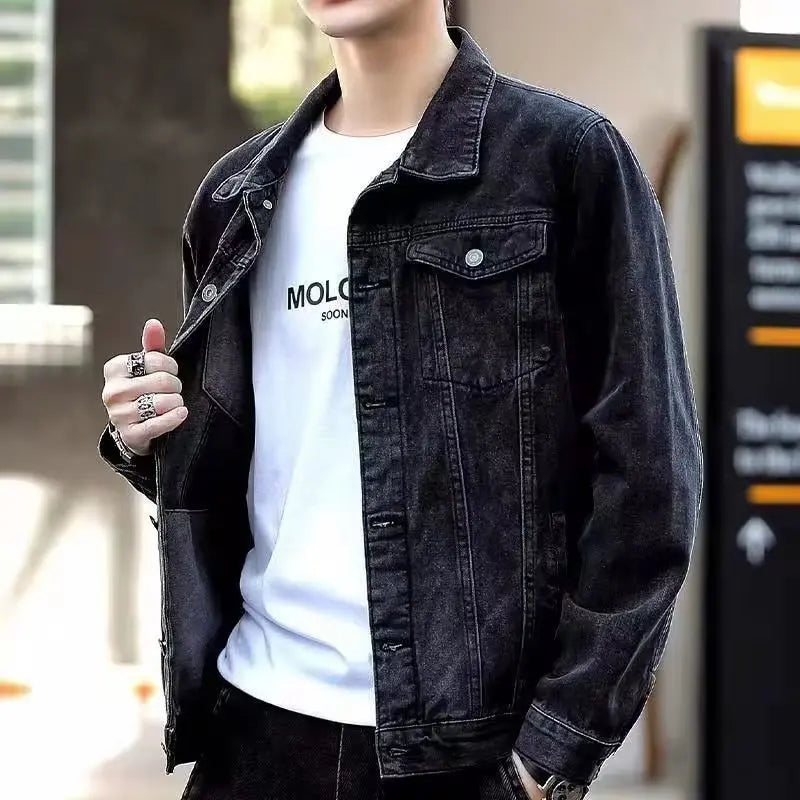 2026 Denim Jackets Men's Fashion Casual Multi Pockets Cargo Jacket Handsome Motorcycle Jean Coats New Men Clothing Oversized 5XL