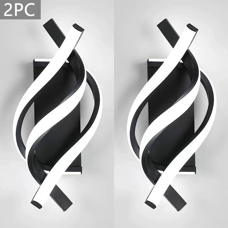 Modern LED Wall Lamp Home Line Decoration Wall Lamp Living Room Background Wall Bedroom Headboard Black White Lighting Lustre