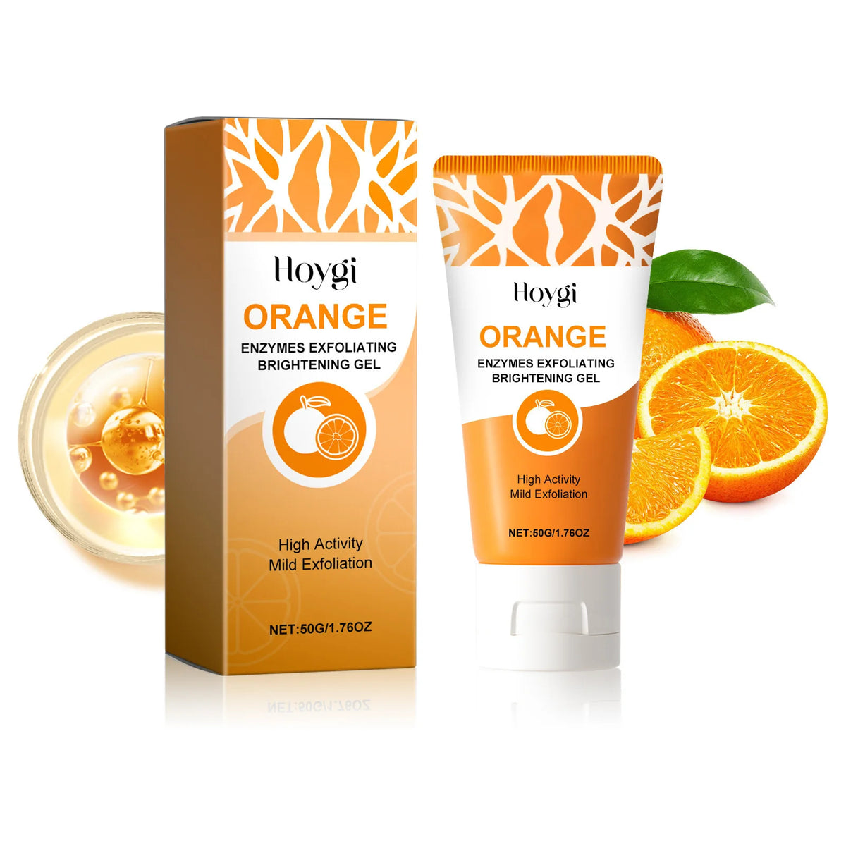 Hoygi Enzymes Exfoliating Brightening Gel Orange Oil Control Dead Skin Remove Unclog Pores Gentle Formula Facial Cleansing Gel