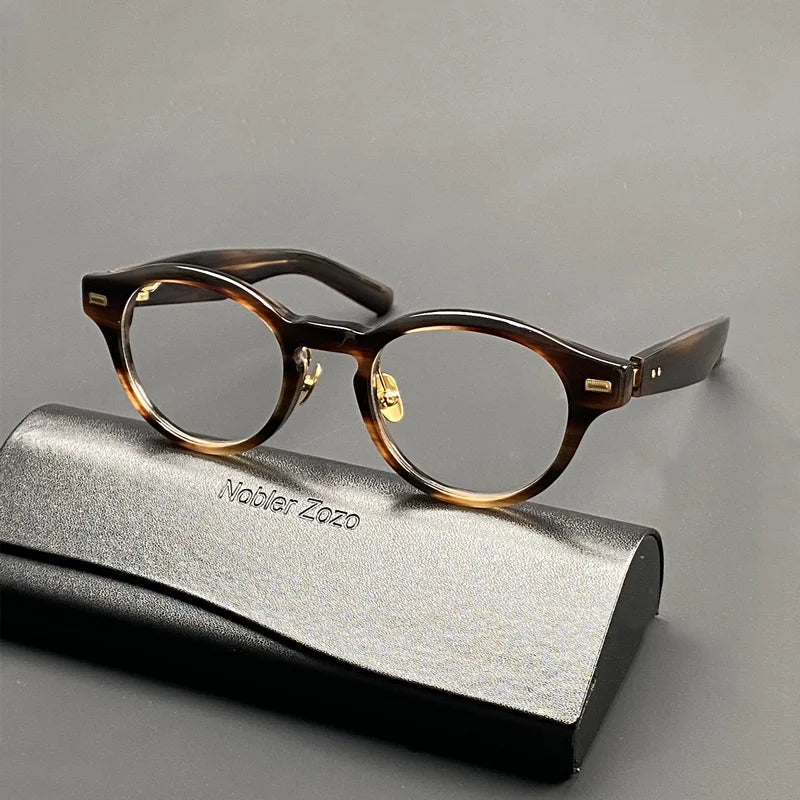 Vintage round glasses frame for men spring legs thickened with acetate optical glasses frame to make prescription glasses for my