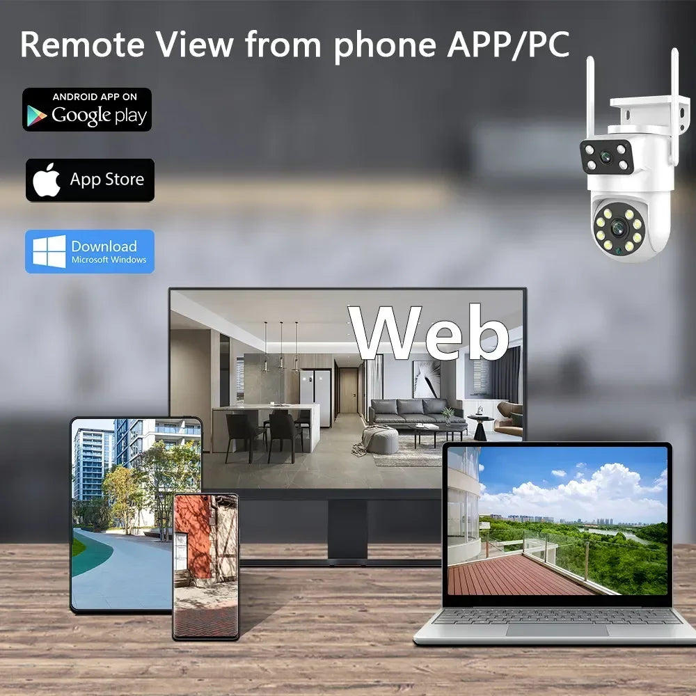 4K 8MP  Tuya Dual Lens PTZ WIFI Camera Full HD Dual Screen Ai Human Auto Tracking Outdoor 4MP Security Video Surveillance Camera
