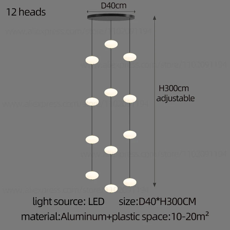 Stairs Modern Chandelier Loft Duplex Living Room Hotel Lobby Long Pendant Nordic Home Decorative Lighting Ball Long Line Pendant