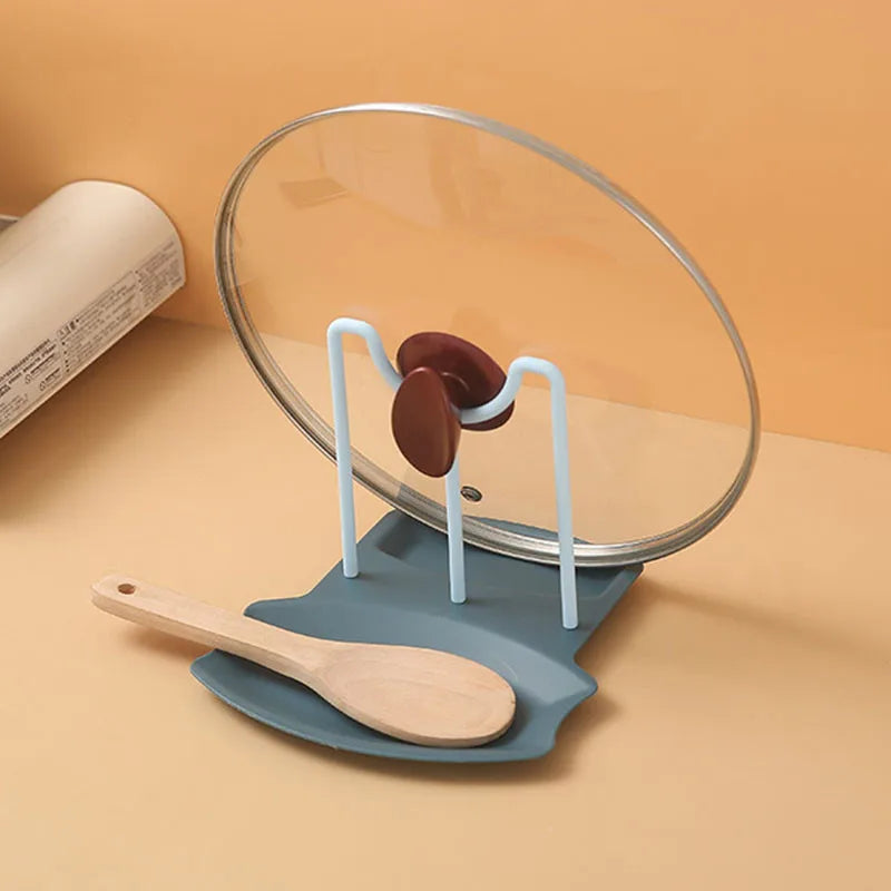 Kitchen Organizer Pot Lid Storage Rack Shelf Pan Drying Stand Countertop Punch-free Spoons Pad Storage Bracket Home Accessories
