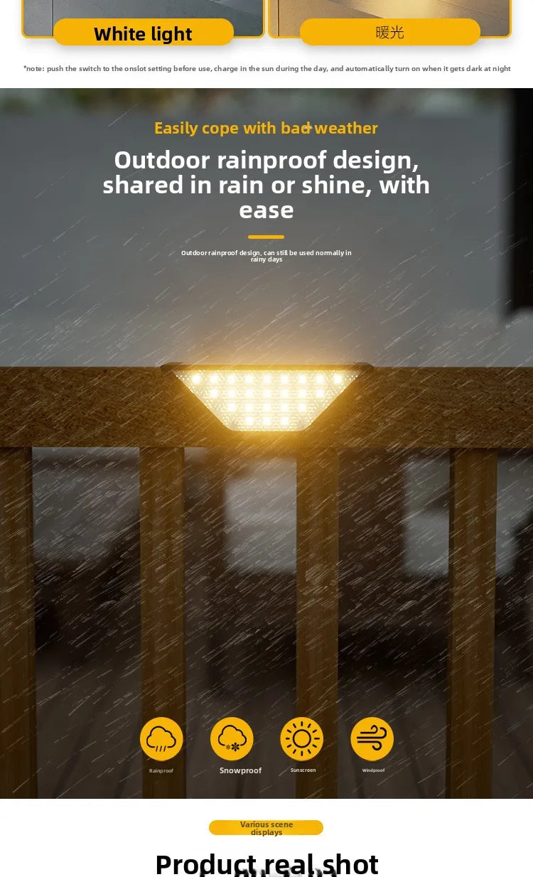 Outdoor Solar Stair Lights  12LM Auto Dimming Step Lamp  Driveway  Porch  Landscape  Easy Install No Wiring Needed