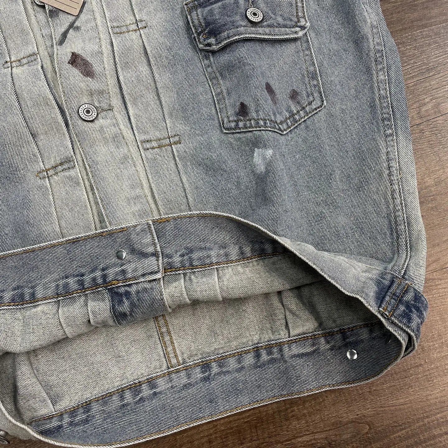 Yao Fashion SAINT OF MICHAEL Damaged Aged Ripped Denim Jackets Streetwear Loose Oversize Unisex High Quality Jacket For Men