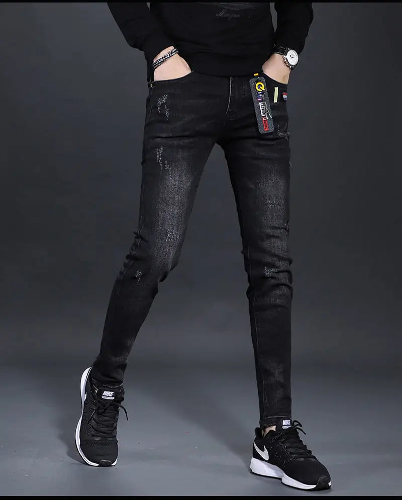 Fashionable Men's Luxury Cowboy Pants Skinny Jeans Black Skinny Jeans for Men Stretch Boyfriend Denim Youth Streetwear Trousers