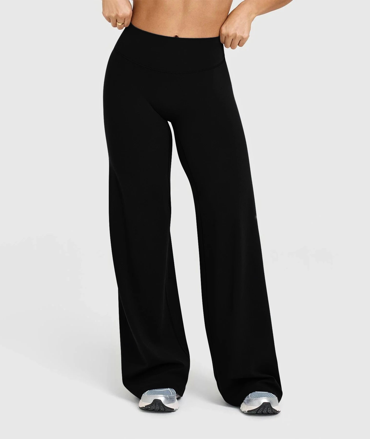 High Waisted Wide Leg Yoga Pants Women Butt Lift Coffee Brown Workout Trousers Flare Leggings Tummy Control Gym Fitness Wear
