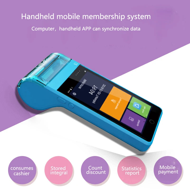 Smart Handheld POS Terminal with WiFi Bluetooth GSM/4G Receipt Printer - Order Reception Invoice Printing Application Compatible