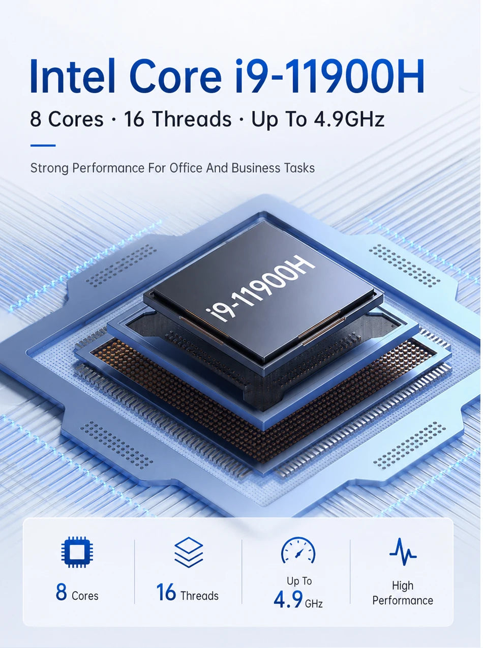 MSECORE Intel I9-11900H Mini PC Windows 11 Gaming Desktop Computer Portable PC Office HTPC Barebone System NVME 4K WIFI6E BT5.3