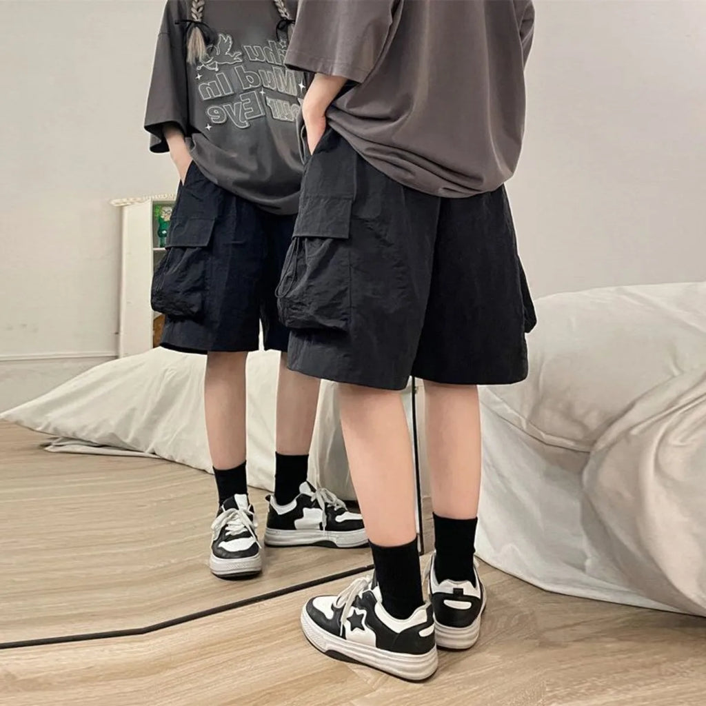 Women High Waist Cargo Shorts American Style Streetwear Summer Wide Leg Pants Fashion Female Big Pocket Loose Shorts