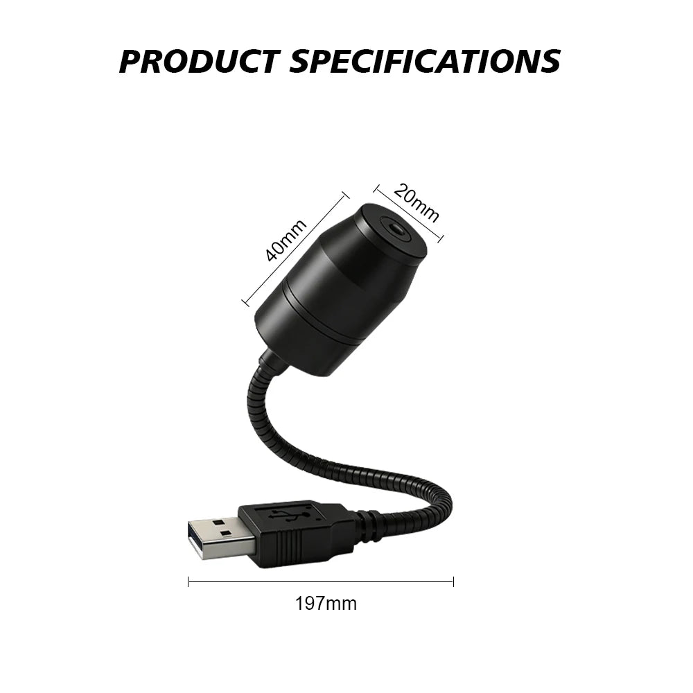 Car Interior Light Roof Star Light USB LED Starry Atmosphere Projector Decoration Night Party Decor Romantic Saturn Galaxy Light