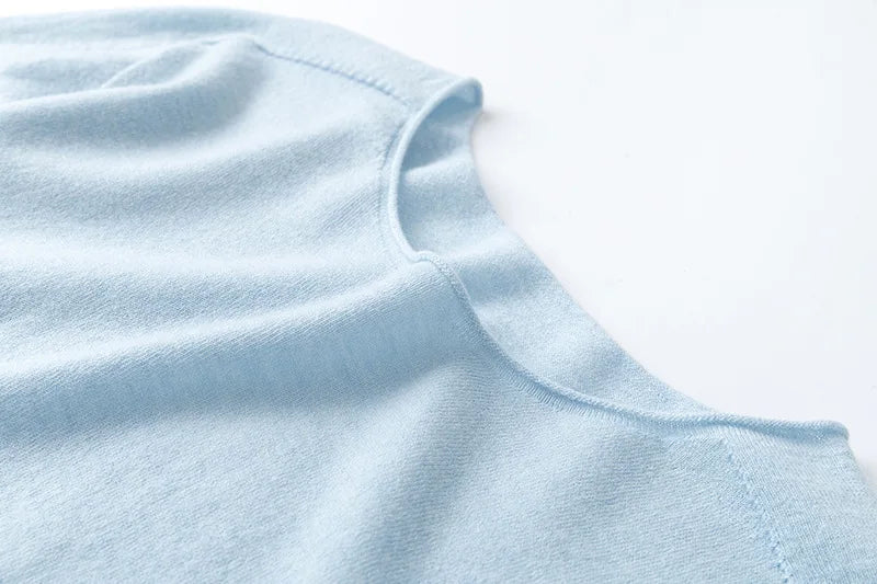 SuyaDream, Women Wool Pullovers, 5%Cashmere 92%Wool, Soft Cozy Sweaters, 2025 Fall Winter Basic Solid Knit Top