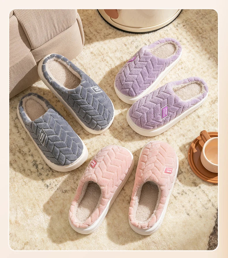 Cotton Slippers for Women in Autumn and Winter, New Indoor Home Soft Bottom, Anti Slip and Warm Plush Cotton Slippers for Women
