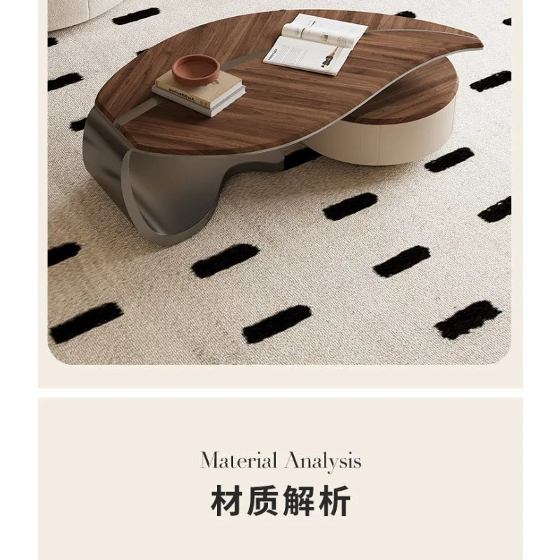 Light luxury solid wood leaf coffee table living room home antique special-shaped coffee table