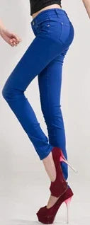 Women's Candy Color Pants Pencil Trousers Spring Autumn Elegant Office Mid Waist Pants For Women Slim Skinny Jeans Pants Female