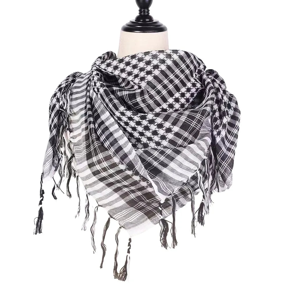 New Large Arab Shemagh Headscarf with Tassel Costume Head Neck Scarf Bandana Keffiyeh for Men Women