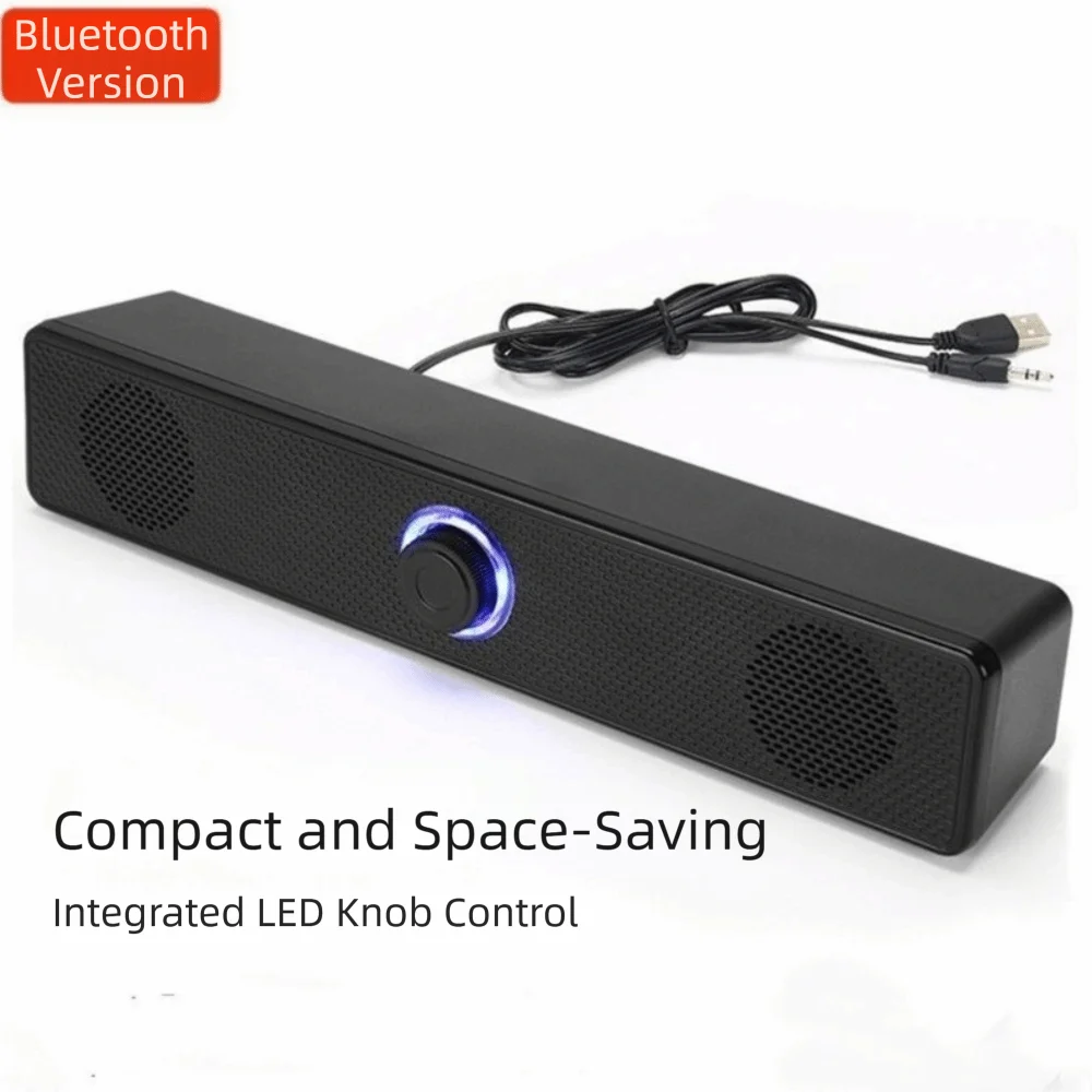 Wired PC Soundbar Stereo Strong Bass Bluetooth Speaker Wireless Compact Stereo USB Powered Soundbar Conference Room