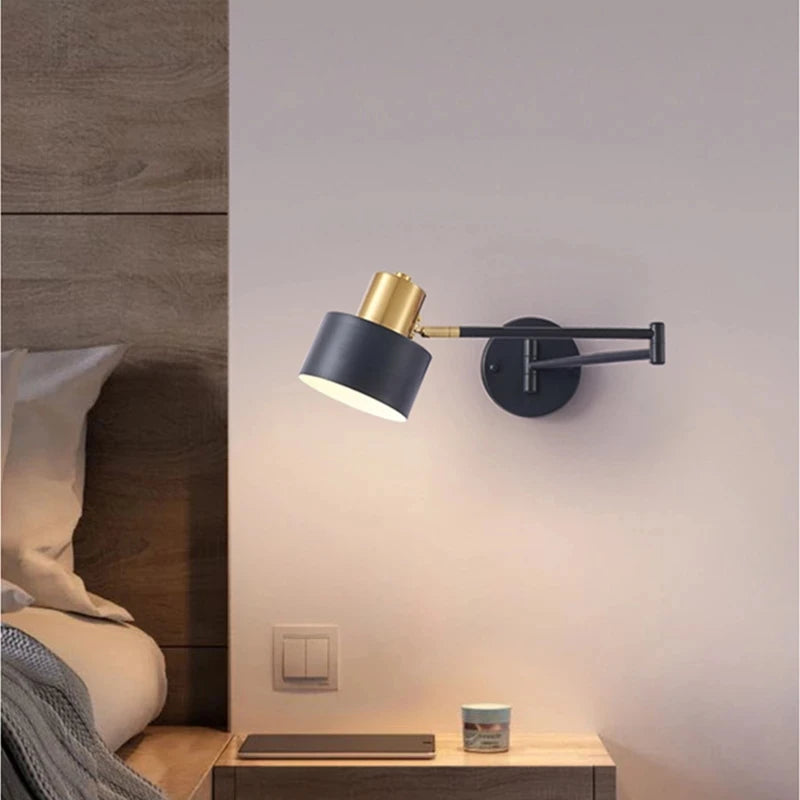 Modern Indoor Touch Sensor Wall Lights Adjustable Swing Long Arm LED Wall Lamps Internal Bedside Lighting Decor Sconce Lights