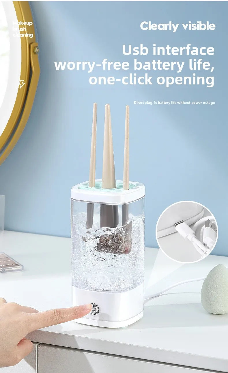 Automatic Makeup Brush Cleaning Machine Electric Cosmetic Tool with Storage Case for Powder Puff Sponge Lazy Beauty Essential