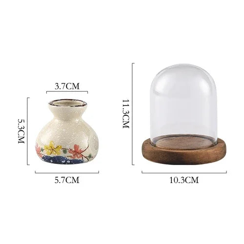 Japanese Retro Toothpick Box Home Toothpick Cotton Swabs Jar Ceramic Pot Glass Dust Cover Modern Exquisite Decoration Modern