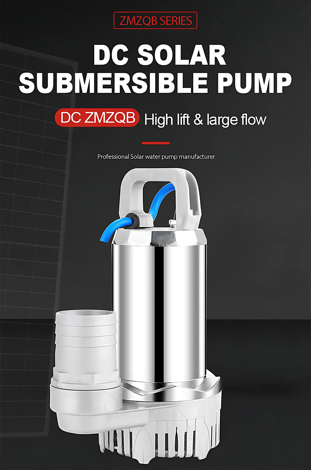 12V 24V DC Solar Submersible Water Pump Pure Copper Winding Motor High Lift Deep Well Water Pump For Farm Garden Irrigation