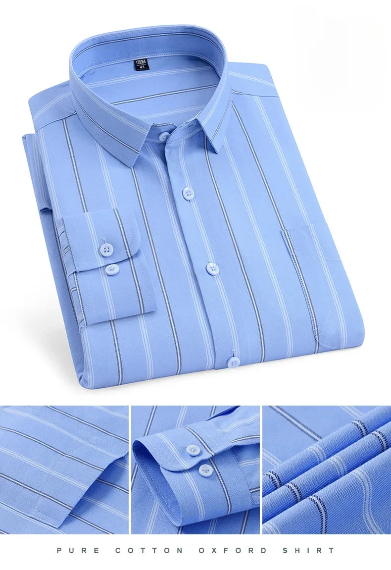 New in shirt over size long-sleeve shirts for men slim fit formal plain shirt soft comfortable striped plaid office full clothes