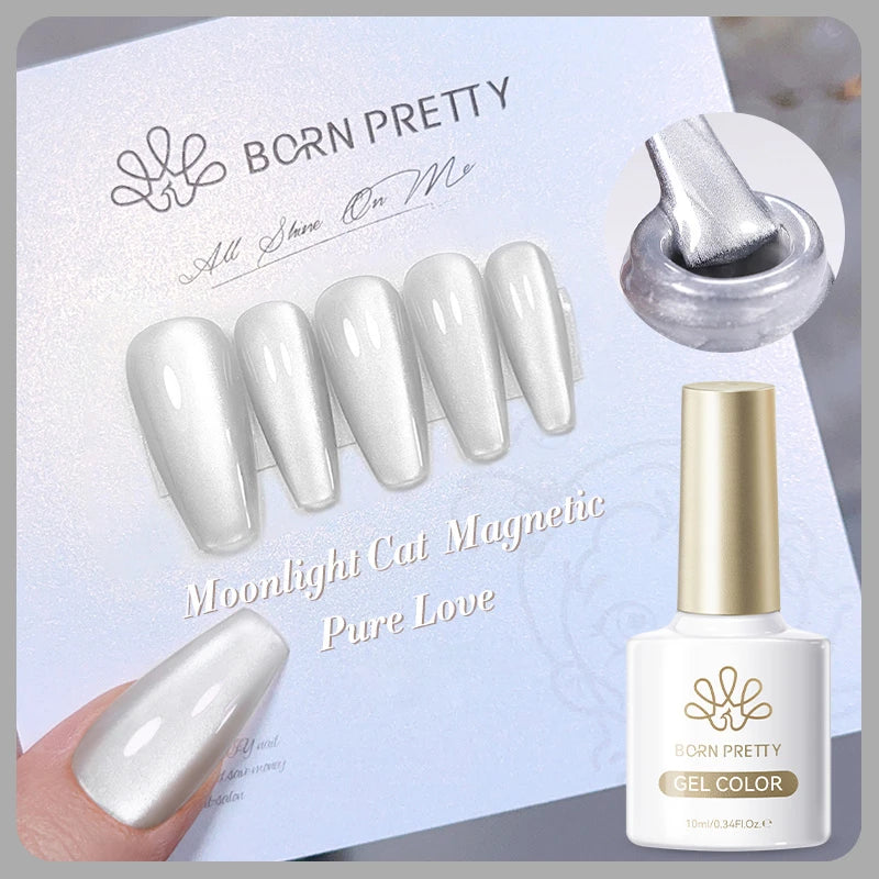 BORN PRETTY 10ml Silver Water Light Cat Magnetic Gel Nail Polish Nail Supplies Vernis Semi Permanent Gel for Fall Winter Nails
