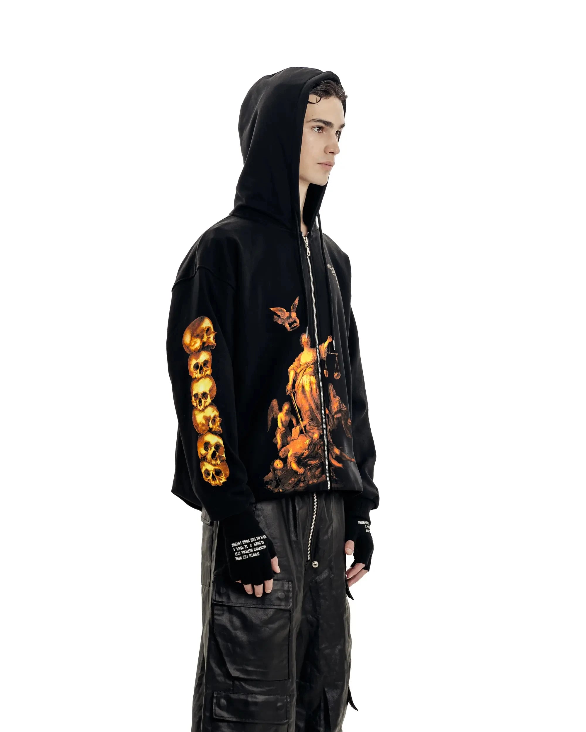 Y2K Retro Hoodie Men Printed justice Print Pullover Sweatshirt Harajuku Hip Hop Streetwear Oversized Jacket Unisex Zipper Hoodie