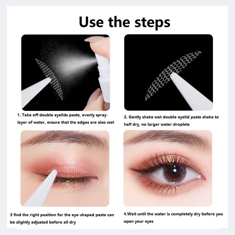 240PCS Eyelid Tape Double Glue Sticker Invisible Double Fold Eyelid Lace Paste Clear Beige Stripe Self-adhesive Eye Makeup Tool