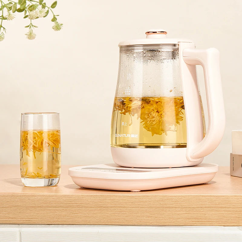 SUNATUR Kettles Electric Glass 220V Multifunction Health Pot Milk Fruit Tea Coffee Water 800W 24-hour Heat Preservation