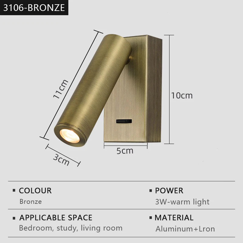 Modern LED Wall Lights Rotatable Adjustable Reading Lights Bedroom Bedside Living Room Study Room Household Lighting Fixtures