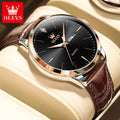 OLEVS 2935 Business Casual Men's Watch Waterproof Leather Strap Luxury Brand Date Week Temperament Trend Quartz Men's Watch