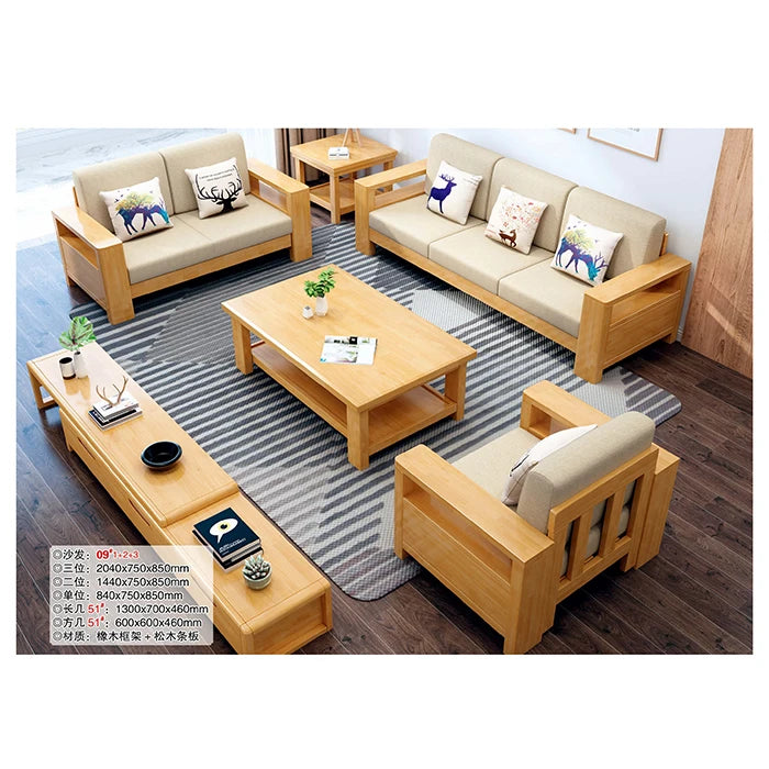 *# Modern Chinese Solid Wood Sofa Set Classic Living Room Small Household Furniture 1 2 3 Combination Sectional Fabric Sofa