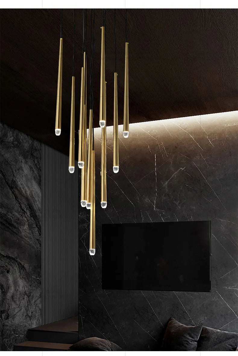 Modern LED Living Room Long Pendent Lamp Attic Light Indoor Lighting Villa Staircase Chandelier Dining Room Ceiling Lamp