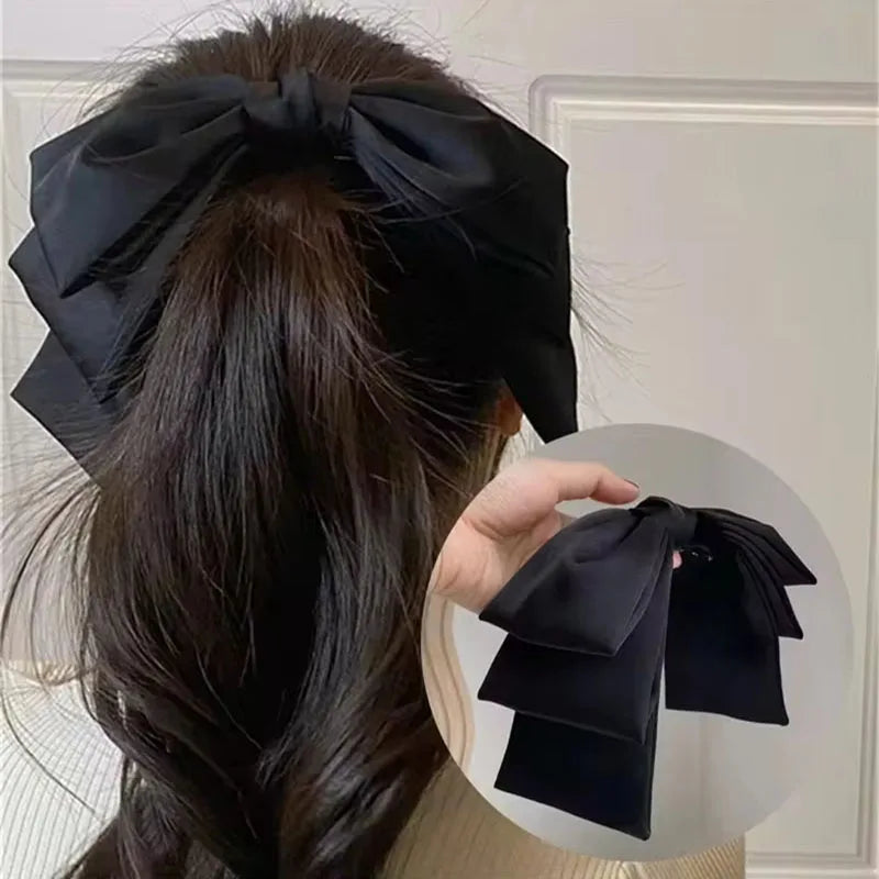 1pc Elegant Large Bow Hair Clip Multi-Layer Satin Spring Hairpins for Women Girls Fashion Sweet Retro Hair Accessories