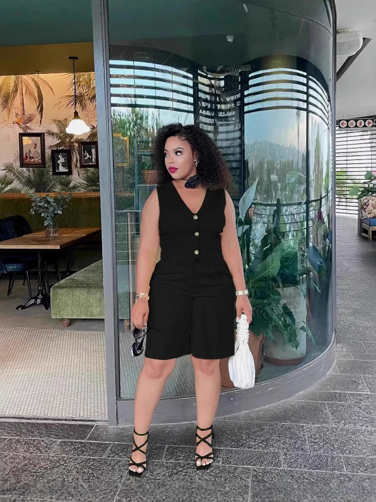 Shorts Pant Set Women Two Piece Sets V Neck Sleeveless Vests Tops Short Pants High Waist Y2k Streetwear Casual Solid 2026