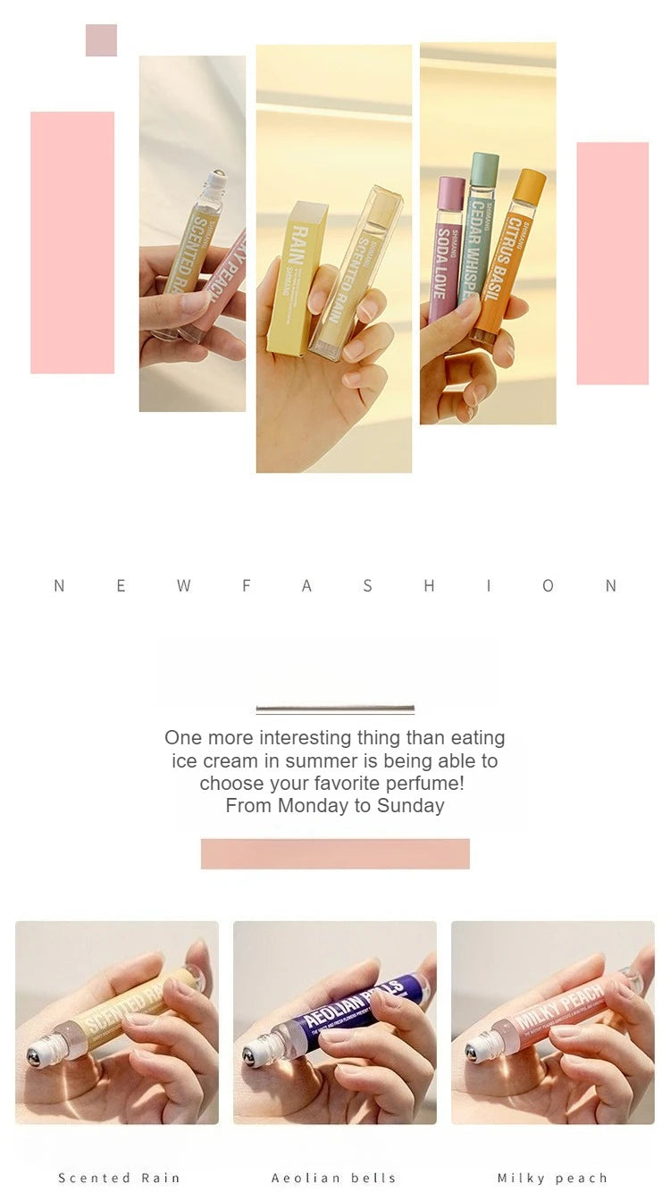 Floral Roll-On Perfume for Women & Men Long Lasting Light Fragrance Popular Scent for Young Girls Students Portable 10ml Parfum