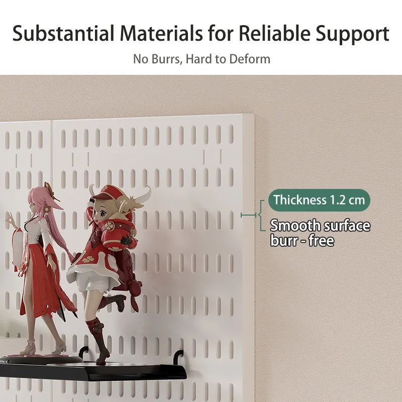 Study Room Pegboard with Shelves Tool Free Wall Grid Scratch Proof Easy to Install for Computer Desk Accessories