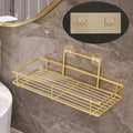 Wall Mounted Shelf No Drill Bathroom Storage Organizer Hanging Rack for Home Kitchen Metal Frame Shelves Bathroom Accessories
