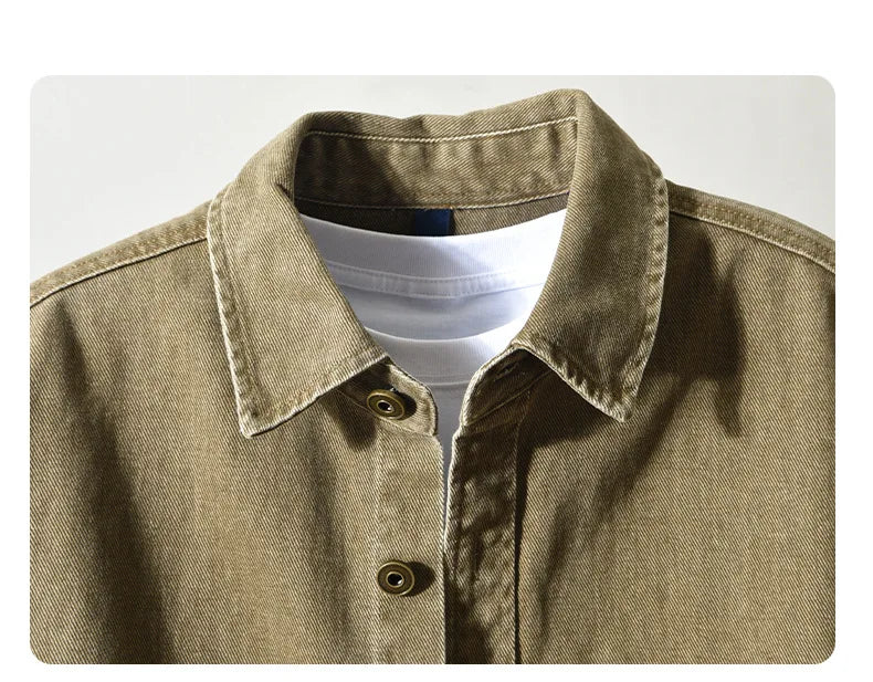 Autumn New Cargo Loose and Comfort 100% Cotton Jackets for Men Vintage Sense of Layering Streetwear Men Shirts AZ889