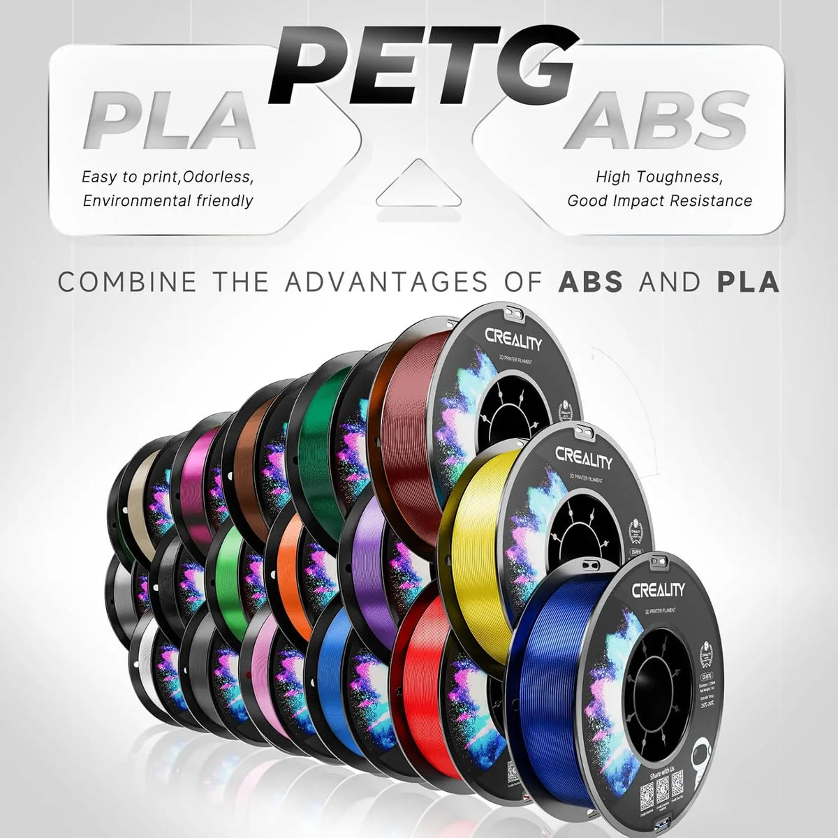 Creality CR-PETG Filament 1.75 mm Excellent Toughness Odourless Non-Toxic Moisture Resistant 1KG Filament for 3D Printer