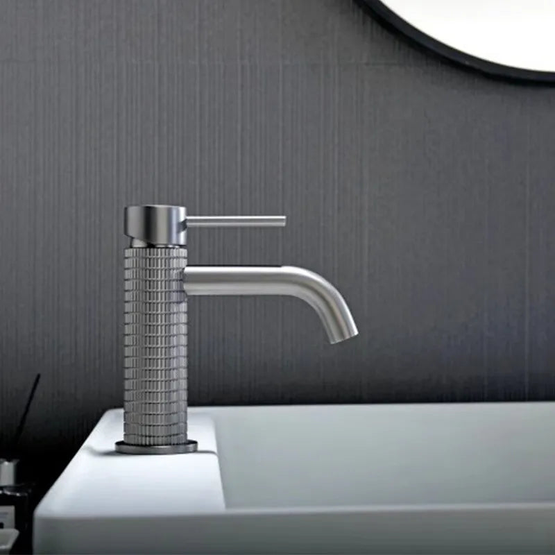 Brushed Rose Gold Bathroom Faucet Brushed Gold Basin Faucet Art Carved Sink Tap Hot & Cold Grey Lavatory Faucet Crane Water Tap