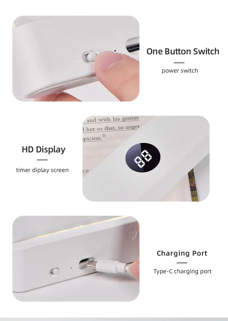 LED Flat Panel Night Vision Reading Light Eye Protection Reading Light Usb Charging Student Night Reading Lamp Book Lamp Indoor