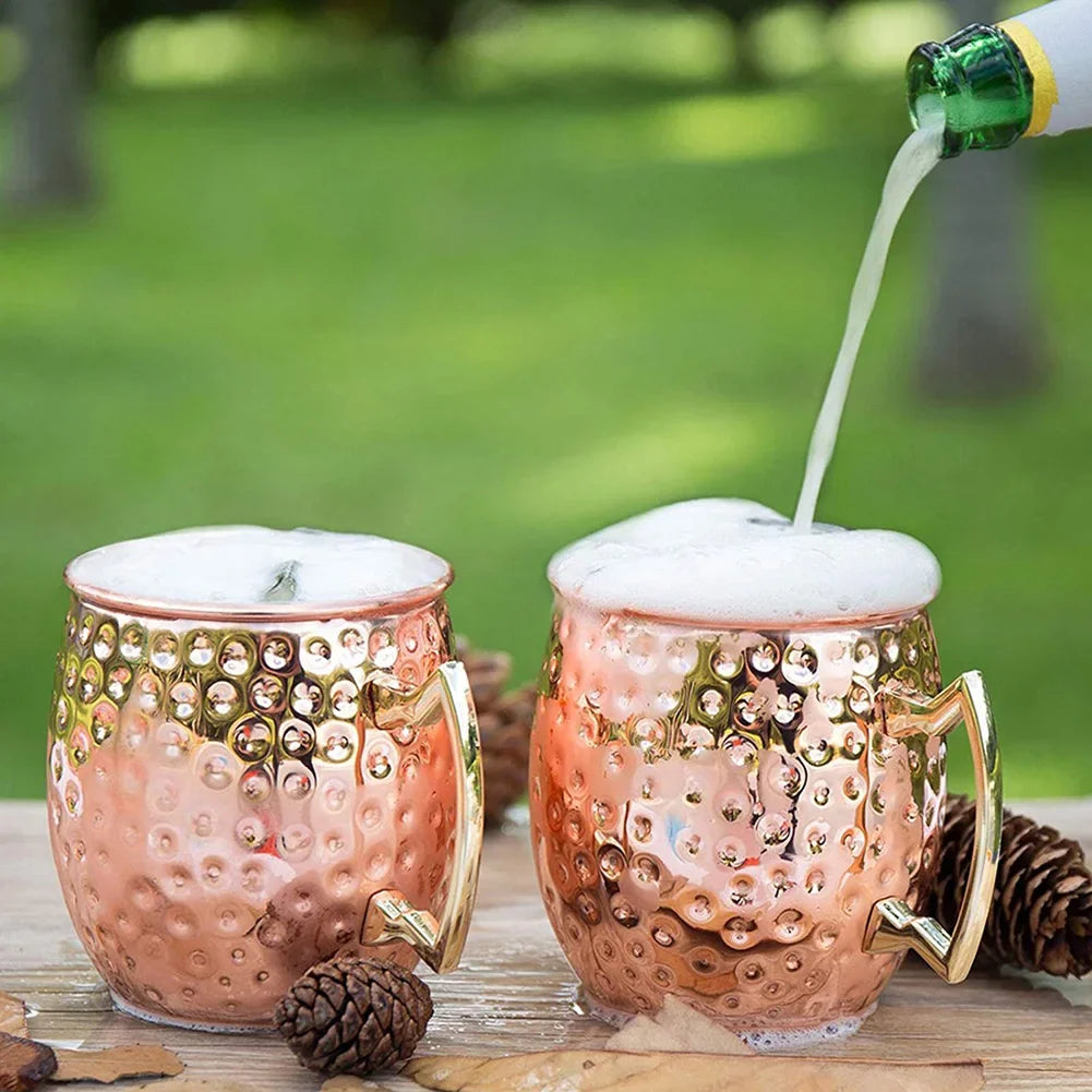 1-6PCS Cocktail Wine Cup Moscow Mule Mugs Stainless Steel Copper Plated Juice Beer Cup Coffee Mugs Bar Champagne Party Drinkware
