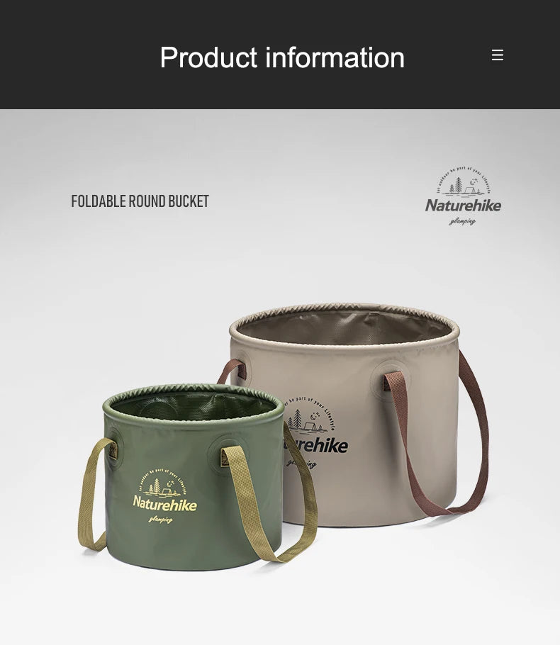 Naturehike Outdoor Camping Portable Waterproof Foldable Round Bucket Travel Wash Basin Camping Gear Multitool