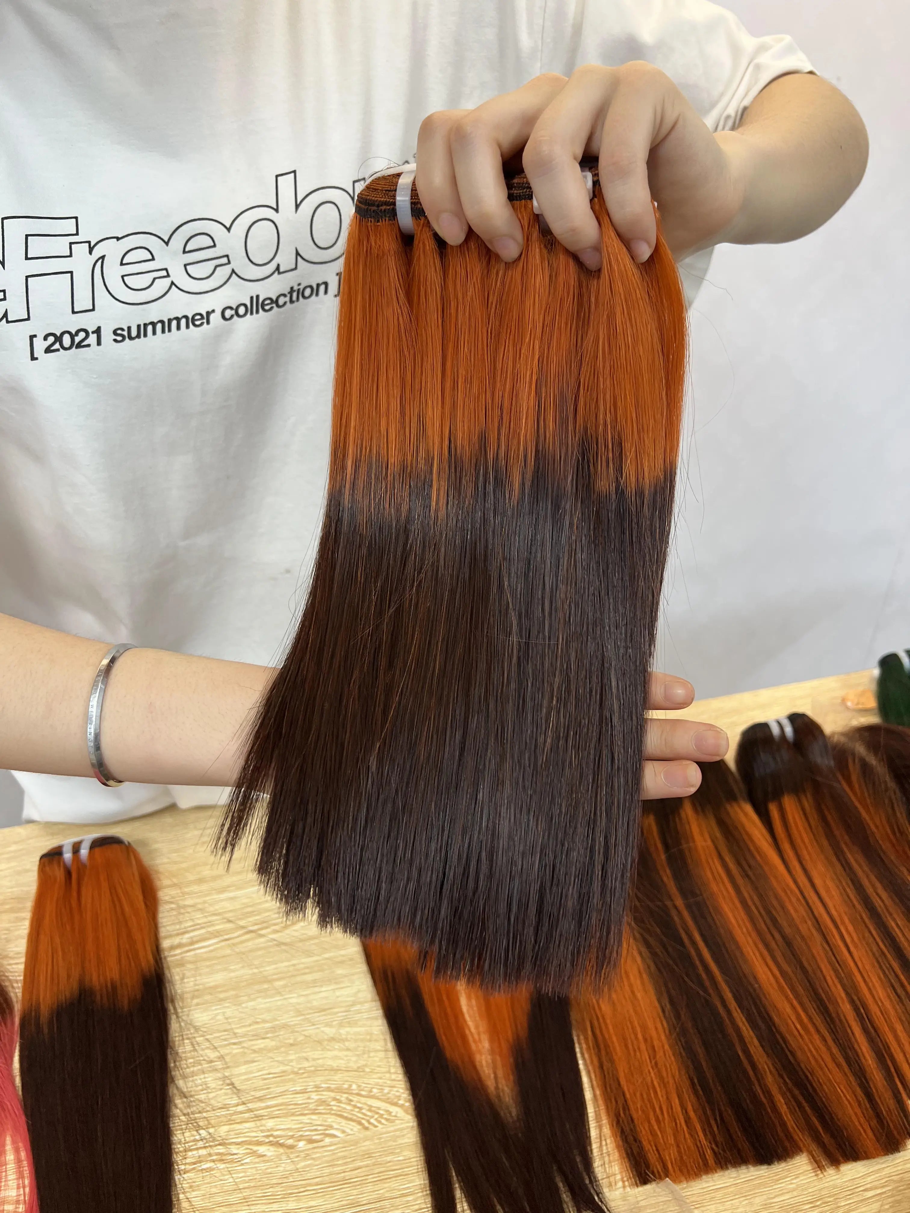 New Style Virgin Vietnamese Human Hair Bundles Weft Extensions Bone Straight Ombre Color for Black Women