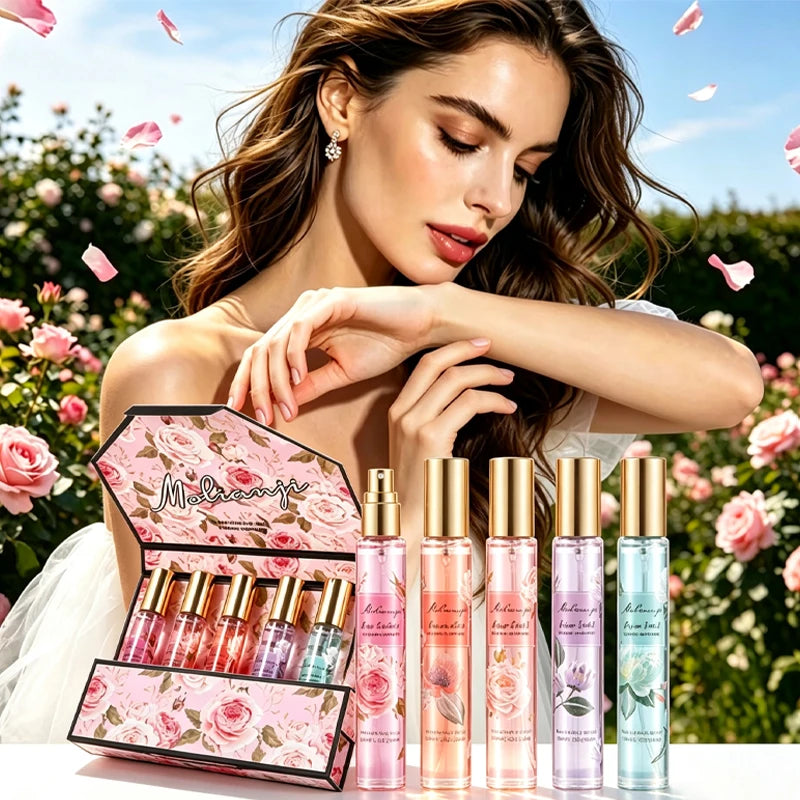 5pcs Women's Perfume Gift Set - Long-lasting Floral-Fruity Fragrance,Travel Size Body Mist Suitable for Her, Floral Fruity Vanilla Scent with Formula, Elegant Perfume for Birthdays, Valentine's Day, Christmas, New Year Gifts