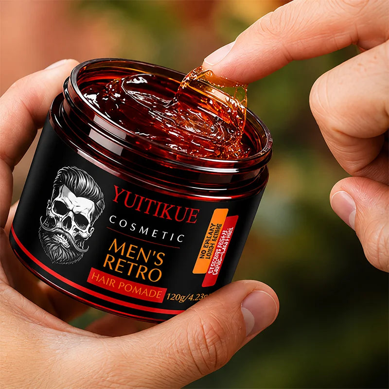 YUITIKUE Retro Men Hair Pomade All Day Strong Hold Windproof Nourish Hair Root To Tip Non Greasy High Shine Styling Wax