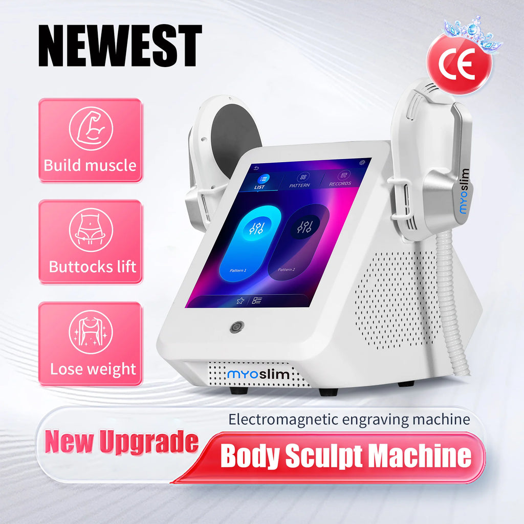 MYOslim EMS Body Sculpt Machine EMT+RF Muscle Building Fat Burning Skin Tightening 2 Handle Non-Invasive Body Shaping Device