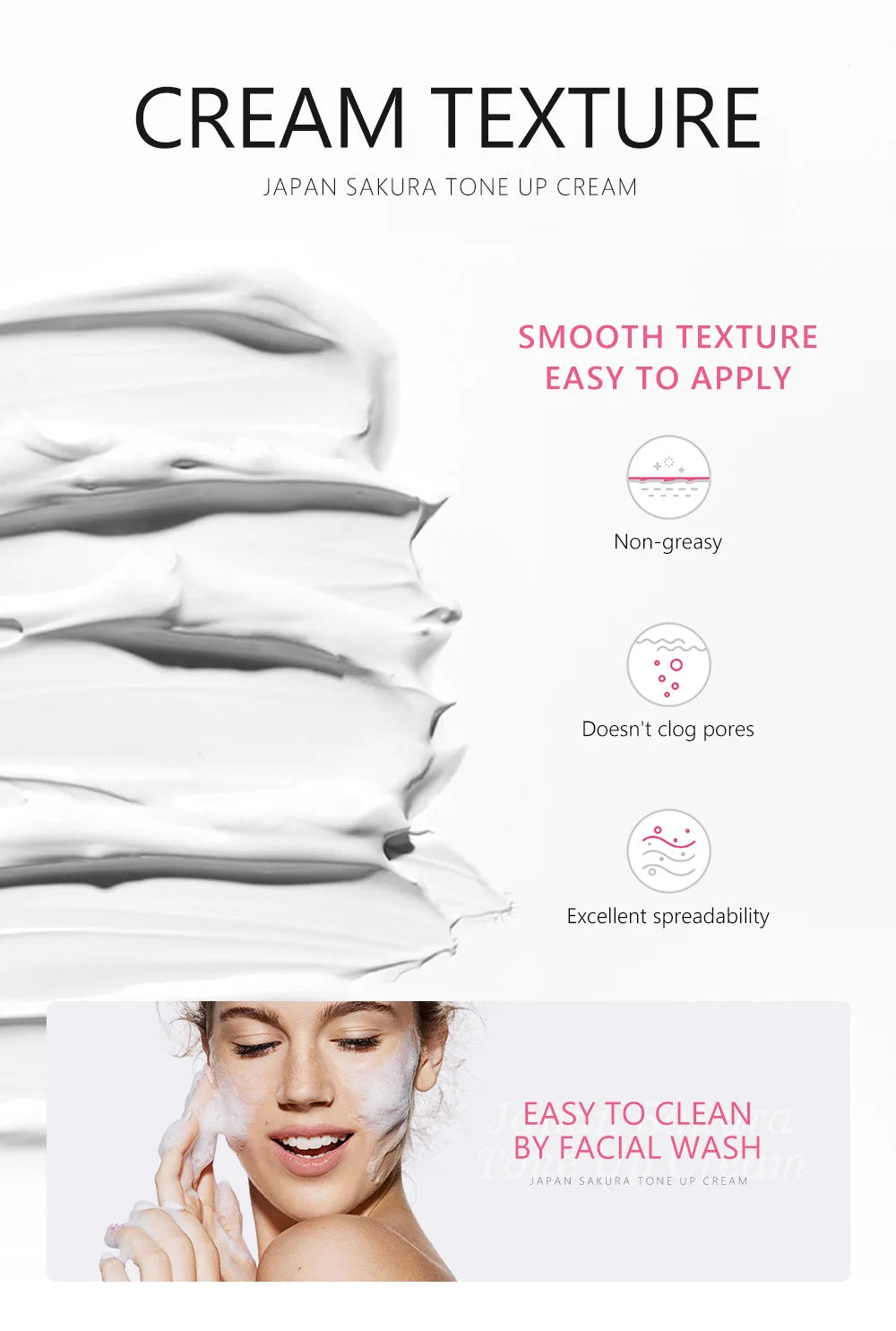 LAIKOU Japan Sakura Original Tone up Cream Moisturizing Nourishing Skin Face Cream Brightening Cream Face Skin Care 60g